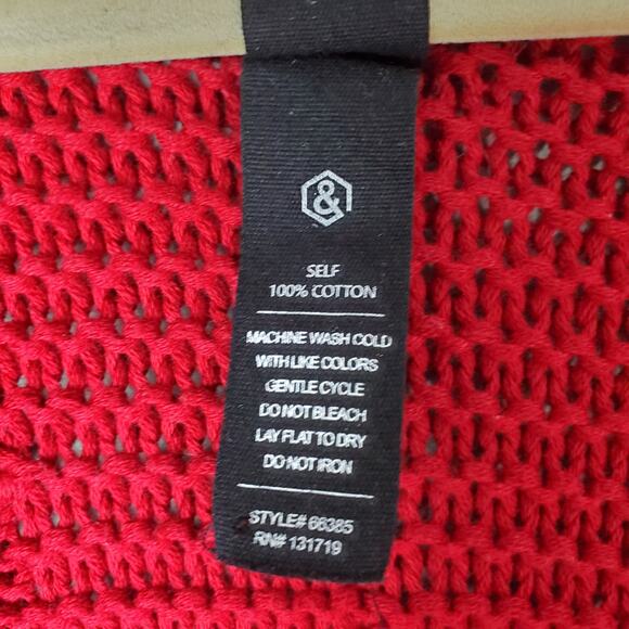 Agnes & Dora Womens Red Boyfriend Cardigan VNeck Cable Knit Button Front Size XL - Picture 3 of 4